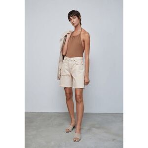 B Sides Blue Jeans Tan Cream Cut-Off Mid Rise Denim Shorts Women's Size 27